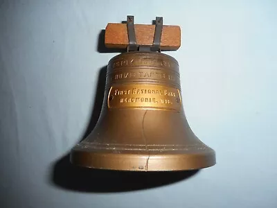 Vintage LIBERTY BELL METAL COIN BANK/ First National Bank/ Menomonie Wis/ 4  T • $12.99