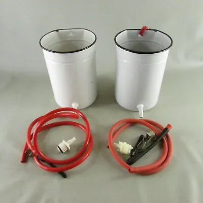Lot Of 2 White Enamel Maple Syrup Tree Can Pail Bucket Container With Accesories • $47.10