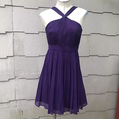 J. Crew Purple Sinclair Silk Chiffon Halter Dress Womens Size 2P 2 Petite • $50