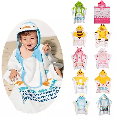 £15.59 • Buy Unisex Child Baby Hooded Poncho Swim Beach Cotton Bath Towel Wear Bathrobe