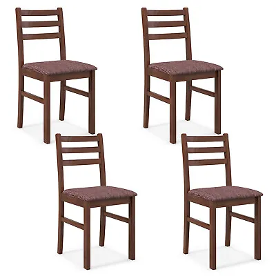 Set Of 4 Wooden Dining Chairs Mid-Century Armless Chairs With Curved Backrest • $159.98