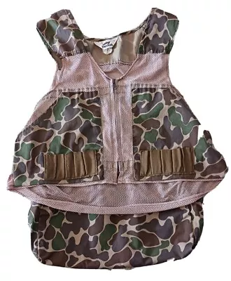 Vintage Duxbak Duck Camo Shooting Hunting Vest Rain Proofed Fits L Shell Jacket • $19.99