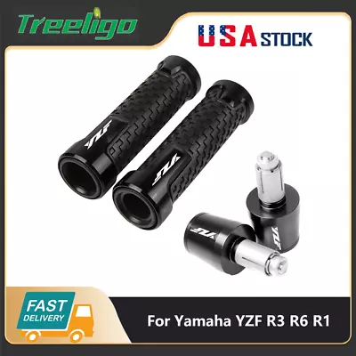 For Yamaha YZF R3 R6 R1 Motorcycle 7/8  Handlebar Hand Grips Handle Bar End Cap • $24.99