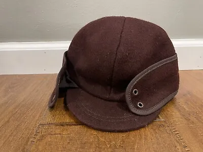 Vintage Wool WPL 807 Burgundy Woodsman Trapper Hunting Earflap Hat Cap - 6 5/8 • $29.99