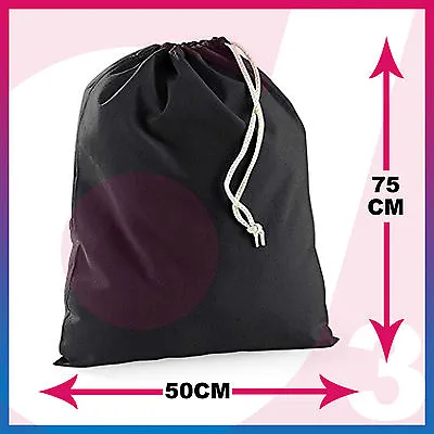 100% Cotton Plain Drawstring Bags - Xmas Sack / Stocking - Storage / Laundry Bag • £2.99