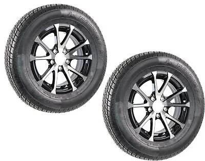 2-Pk Aluminum 5 Lug Trailer Wheel 145/R12 Radial Tire 12 In Black Rim ST145/R12 • $209.97