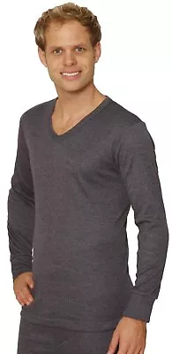 OCTAVE® Mens Thermal Underwear Longsleeve V-Neck T-Shirt Warm Vest Baselayer • £11.80