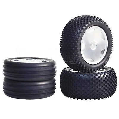 Aluminum Wheel Rim W/Tires Adapters For Tamiya Grasshopper Frog RC Buggy • $90.21