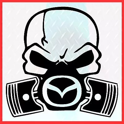 MAZDA SKULL GAS MASK Rx Rotary JDM 4x4 Ute LARGE 200x200mm Black Stickers  • $15.90