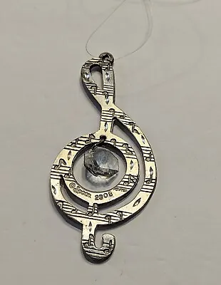 Spoontiques 2308 Music Note Pewter Hanging Crystal Pendant Ornament 3.5” Long • $9.95