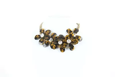 J. CREW NEW 18in-22in Tortoise Rhinestone Center Daisy Gold Chain Necklace 406C • $62.99