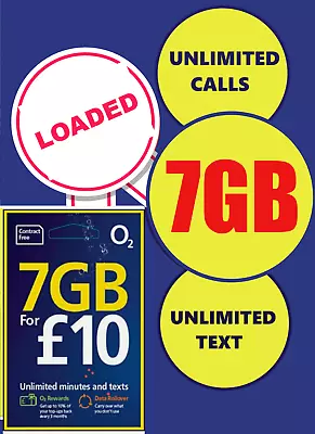 O2 Sim Card Classic PAYG Standard Micro Nano ✔£10 Credit Included 8gb Unlimited • £8.99