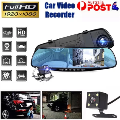 $41.99 • Buy 1080P Rear View Dash Camera Car Cam Reversing Mirror Front And Rear DVR Recorder