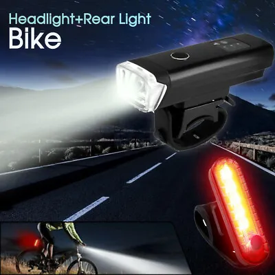 Waterproof Rechargeable LED Bike Bicycle Light USB Cycle Front Back Headlight AU • $16.98