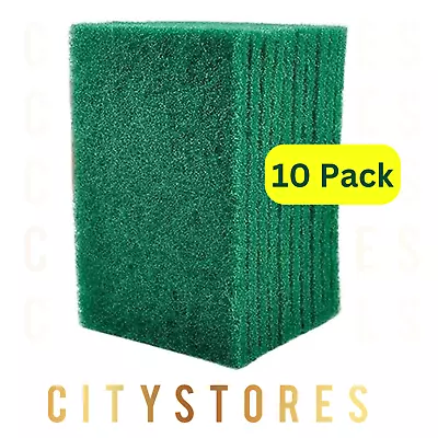 10 Heavy Duty Green Scrubbing Scourers Bbq Pots Pans Paint Work Prep • £7.48