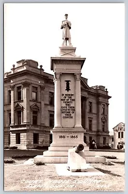 Denison Iowa~Courthouse Square~Civil War Monument~1950s RPPC • $15