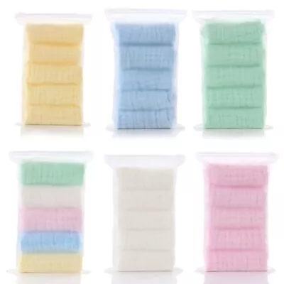 5 Pcs Baby Cotton Towels Muslin Cloth Hand Face Wipes Saliva Bib Handkerchief • $17.12