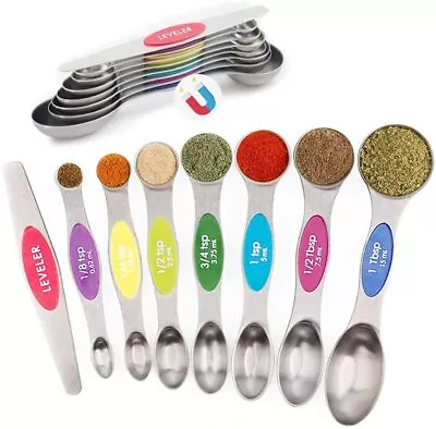 UpNUpCo Stainless Steel Stackable Magnetic Measuring Spoons/Cups Dual Sided • $24.99