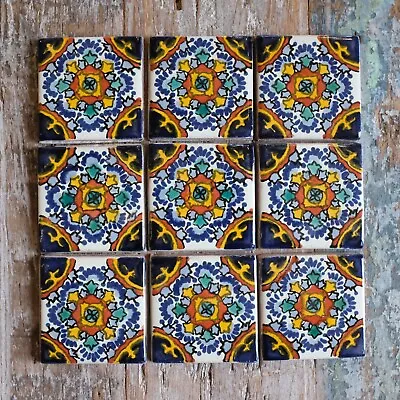 9 X  Ceramic Mexican Tiles Nube Azul -  SMALL SIZE 5 X 5 Cms • £5.85