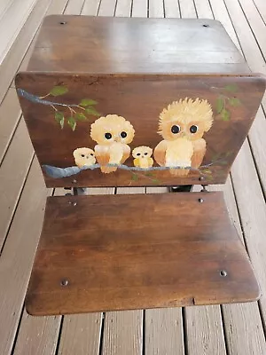 Antique School Desk ( Hand Painted Owl Scene) • $200