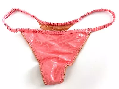 Victorias Secret Pink Cocktail Animal Satin Sexy Ruched Strap G V String Panty • $19.99