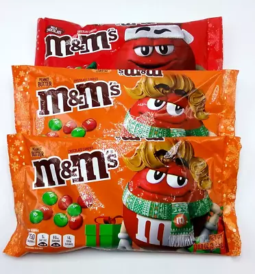 3 Bags M&M'S 2 Peanut Butter & 1 Milk Chocolate Candy 10oz Ea. Christmas BB 8/24 • $29