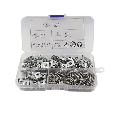 200Pcs/Set Stainless Steel U Nuts Self Tapping Screw Spire U Clip Speed Fastener • $17.85