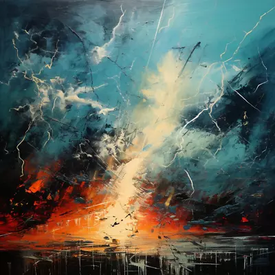 Abstract Impressionism Storm Luxury Canvas Wall Art Picture Print Colourful • £33.99