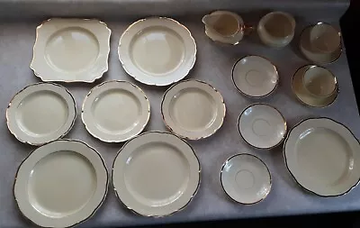 Vtg Canonsburg Pottery China Co. Georgelyn Sunset Usa 17 Pcs Crackled Pattern  • $19.99