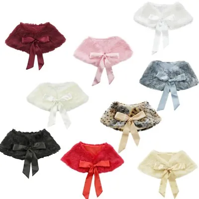  Girls Cape Shoulder Stole Princess Bowknot Bolero Wrap Shawl Shrug Jacket Coat • £20.03