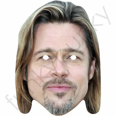 Brad Pitt Celebrity Card Face Mask - Ready To Wear - Fancy Dress • £1.49