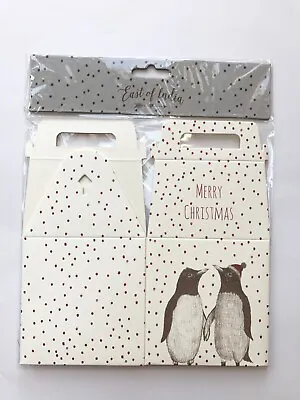 East Of India: Christmas Square Gift Box -  Merry Christmas Penguins  • £2