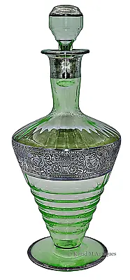 Cambridge Emerald Green #3075/4 - 24 Oz. Decanter With Heavy Platinum Overlay    • $269.99