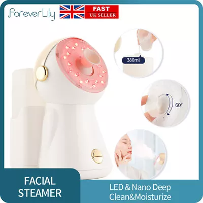 7 LED Therapy Facial Steamer Pores Nose Steam Sprayer Face Mist Clean Sauna UK • £23.99