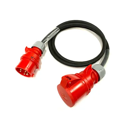 16Amp Plug To 32Amp Socket 415V 5 Pin 3 Phase Adaptor Rubber Red 16A - 32A Lead • £34.90
