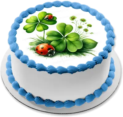 St Patrick's Cake Picture Muffin Party Decorative Gift Cloverleaf Ladybug Luck • £7.68