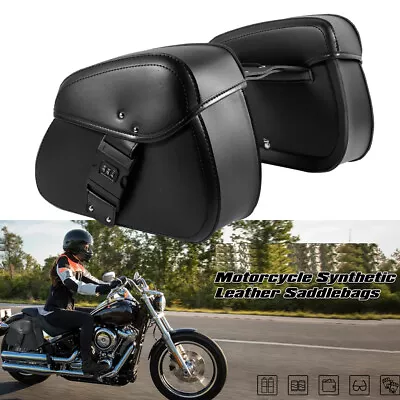 Motorcycle PU Leather Saddle Bags Rear Tail Side Bag For Harley Kawasaki Honda • $65.99