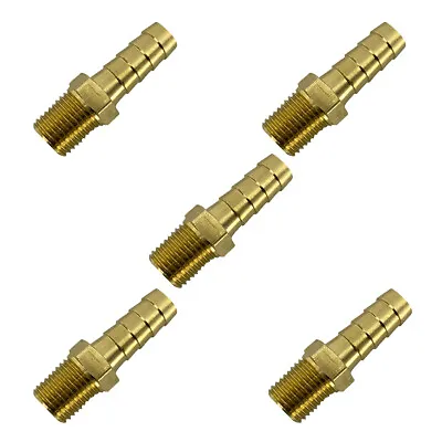 5pc 3/8  OD Brass Hose Barb X 1/4  Male NPT Air Fuel Oil Liquid • $11.50