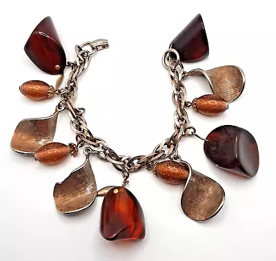 Vintage Rootbeer Bakelite Chunky Charm Bracelet • $19.99