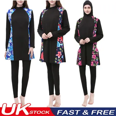 Women's Muslim Swimsuit Modest Burkini Islamic Swimwear Swim Full Cover Costumes • £20.88