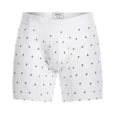 The NEW Unico Boxer Long Leg WHITE NAVIERO Cotton Every Day Classic Men's Underw • £33