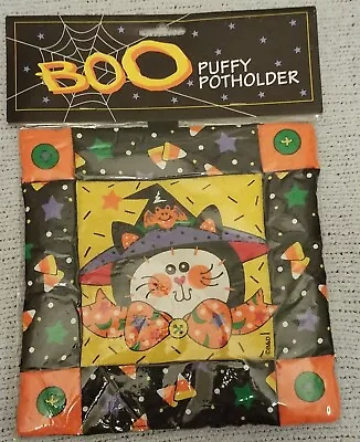 Boo Puffy Potholder Halloween Witch Cat Bat Design New In Package Candy Corn • $14.25