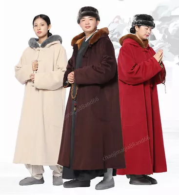 Winter Buddhist Meditation Shaolin Monk Kung Fu Hooded Cloak Robe Gown Cape • $114