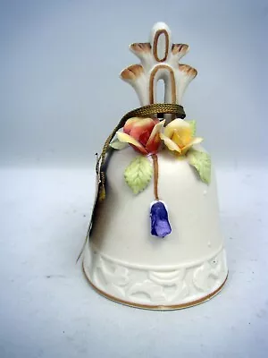 Arnart Antique Ivory Bisque Porcelain Mission-Style Bell With Flowers • $25