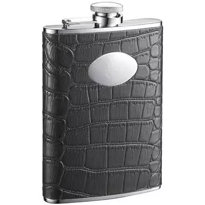 Visol Noir Black Crocodile Leather Liquor Flask - 8 Ounces Black • $19.09