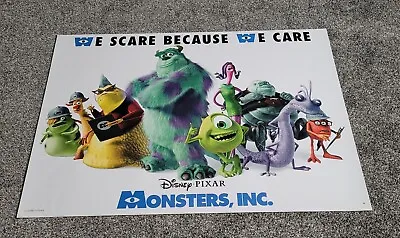 Disney Pixar MONSTERS INC 'We Scare Because We Care' RARE One Sheet S/S POSTER • $124.43