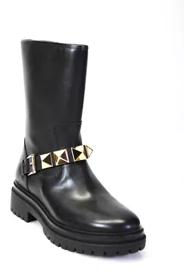 Michael Michael Kors Womens Pyramid Studded Layton Booties Black Leather Size 7M • $89