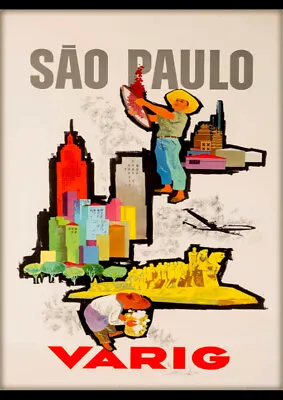 $12.99 • Buy Sao Paulo Brazil South America Varig Vintage Repro Travel Ad Art Print Poster