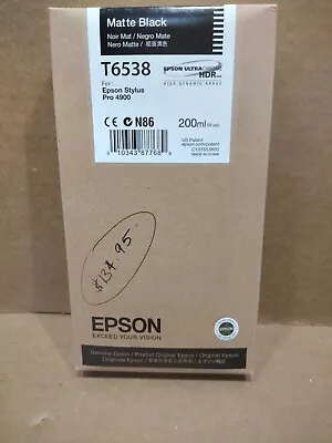 Epson T6538 Matte Black Ink 200ML For Epson Sylus Pro 4900 Sealed In Retail Box • $15.50