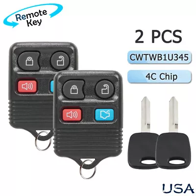2 Replacement For Ford Focus Remote 2000 2002 2003 2004 2005 + Key CWTWB1U345 • $12.89
